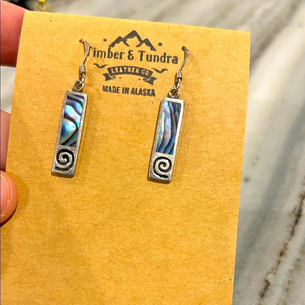 Aurora Borealis Silver and Blue Earrings NEW handcrafted artisan from Alaska